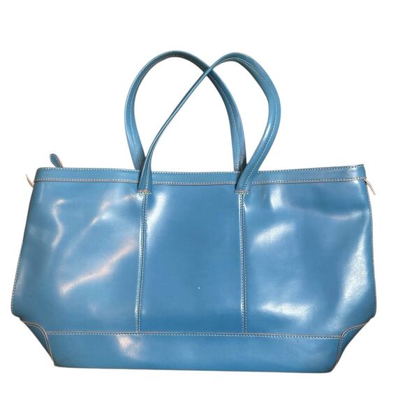 Lodis Women's Blue Leather‎ Business Computer Tote Shoulder Bag Career Durable - Picture 1 of 8